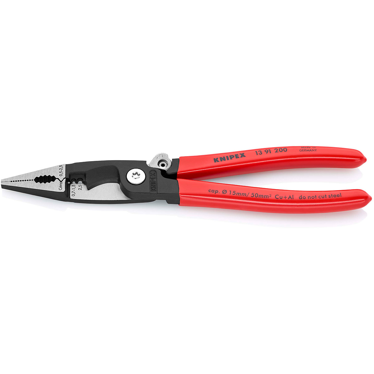 KNIPEX Elektro-Installationszange 200 mm schwarz atramentiert mit Kunststoff überzogen poliert