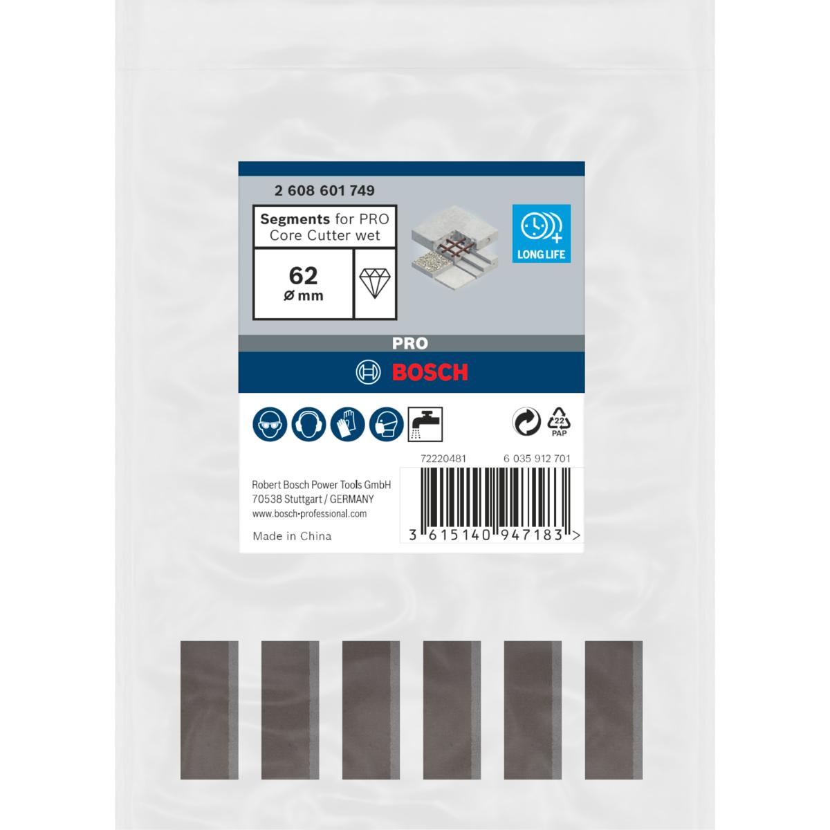Bosch PRO Segmente für Diamantbohrkronen 1 1/4 Zoll UNC Standard for Concrete 6, 10 mm