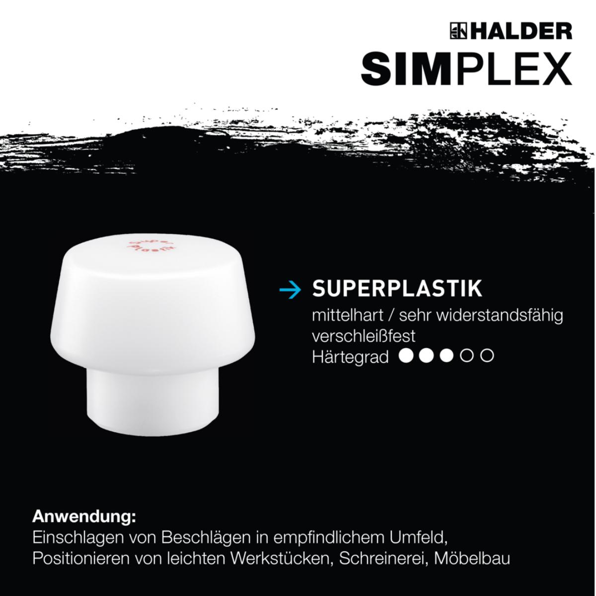 HALDER SIMPLEX - Schonhammer mit TE-Gehäuse und Holzstiel, Superplastik / TPE-soft