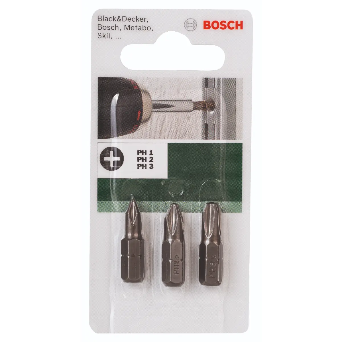 Bosch Schrauberbit-Set Standard für Philipps-Kreuzschlitzschrauben (PH), 3-tlg.