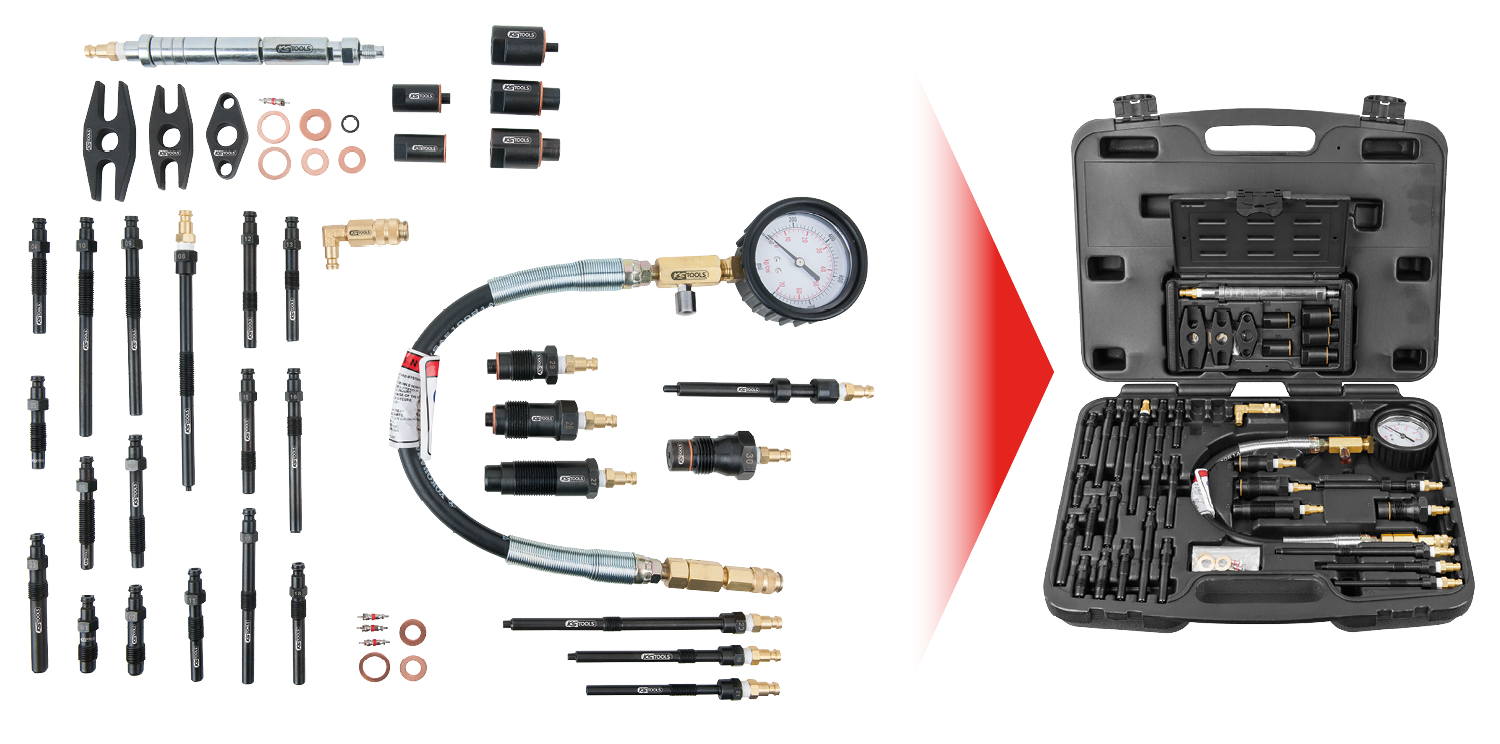 KS Tools Kompressionsprüfgerät-Satz für Dieselmotoren, 36-tlg