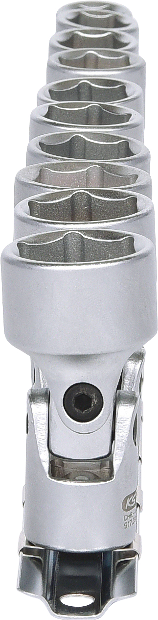 KS Tools 3/8" Sechskant-Stecknuss-Satz mit Gelenk, 10-tlg10-19mm