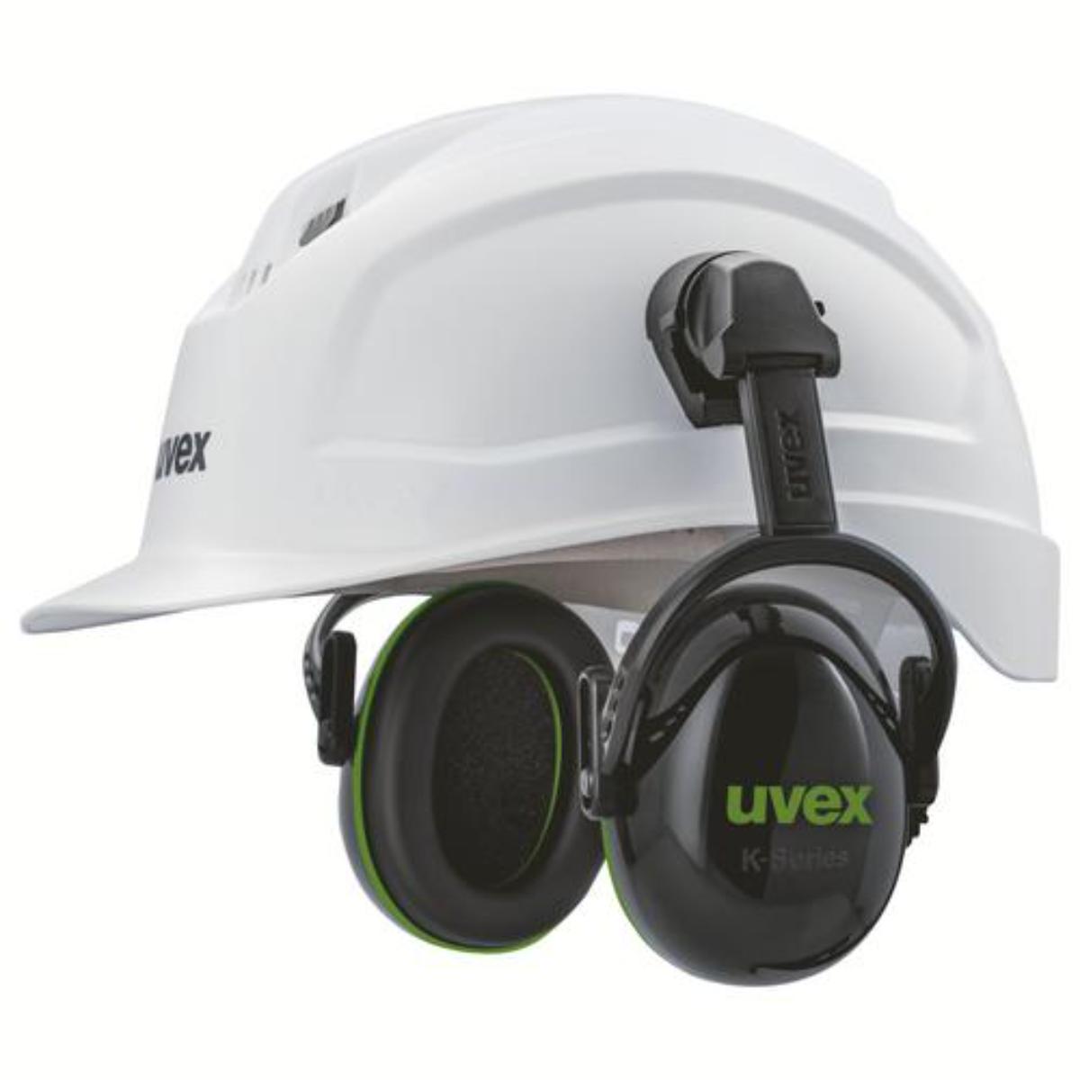 uvex K10H Kapselgehörschutz Helm Gehörschutzkapsel schwarz/ grün SNR 28 dB