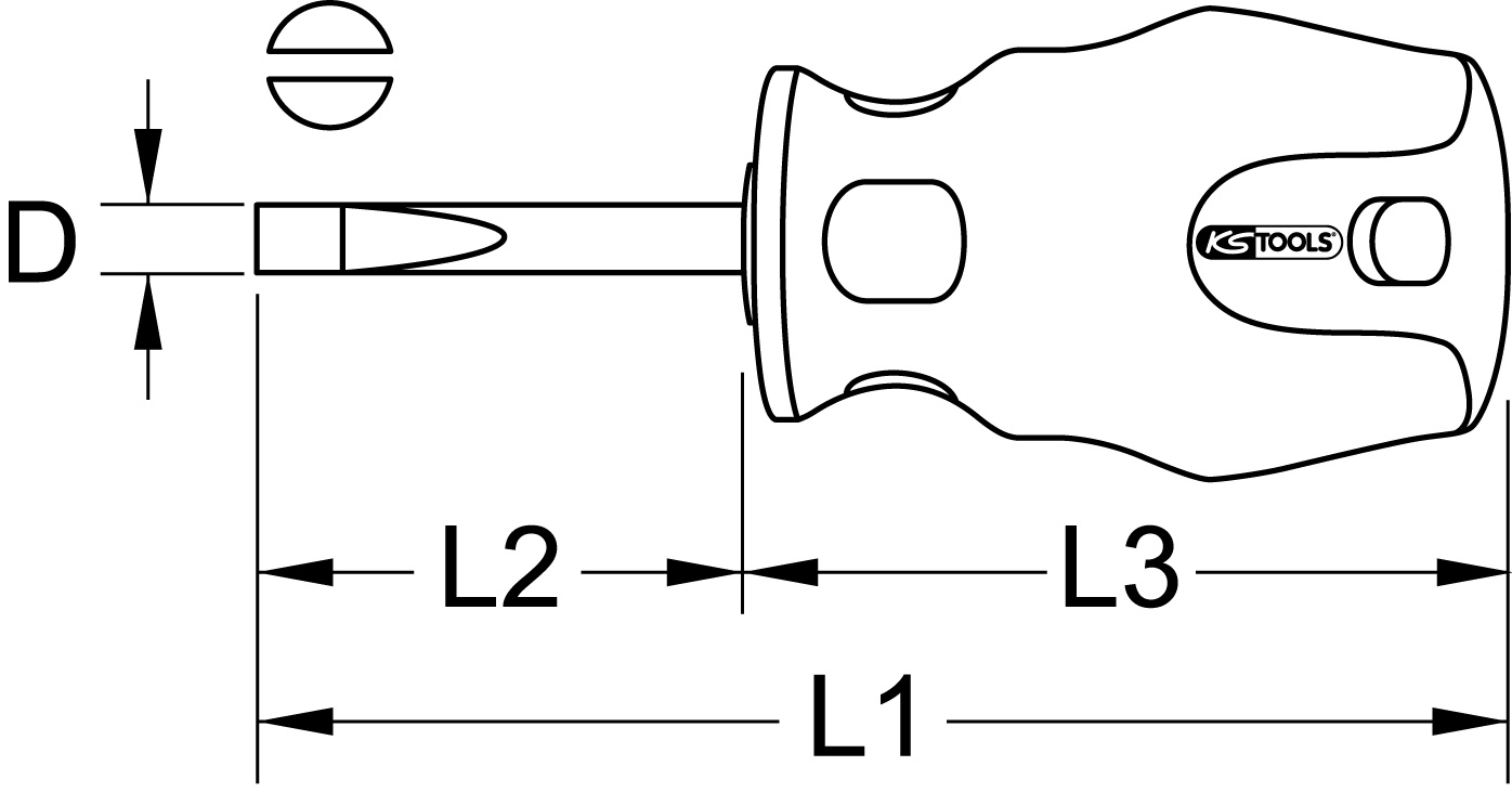 KS Tools ERGOTORQUEplus Schlitz-Schraubendreher, kurz