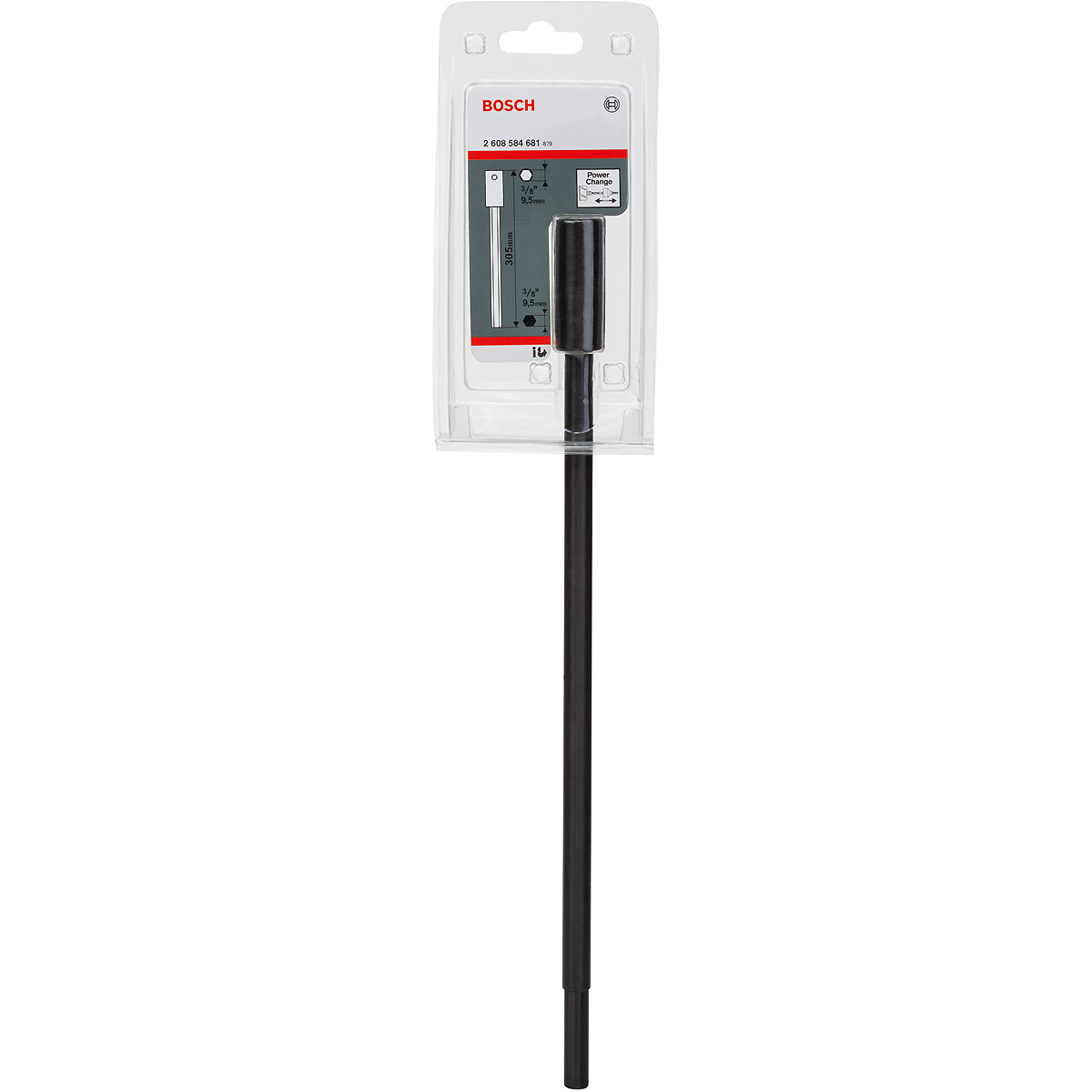 Bosch Verlängerung, 305mm, mit Schlüsselweite 3/8 Zoll/ 9,5-mm-Sechskantaufnahmeschaft