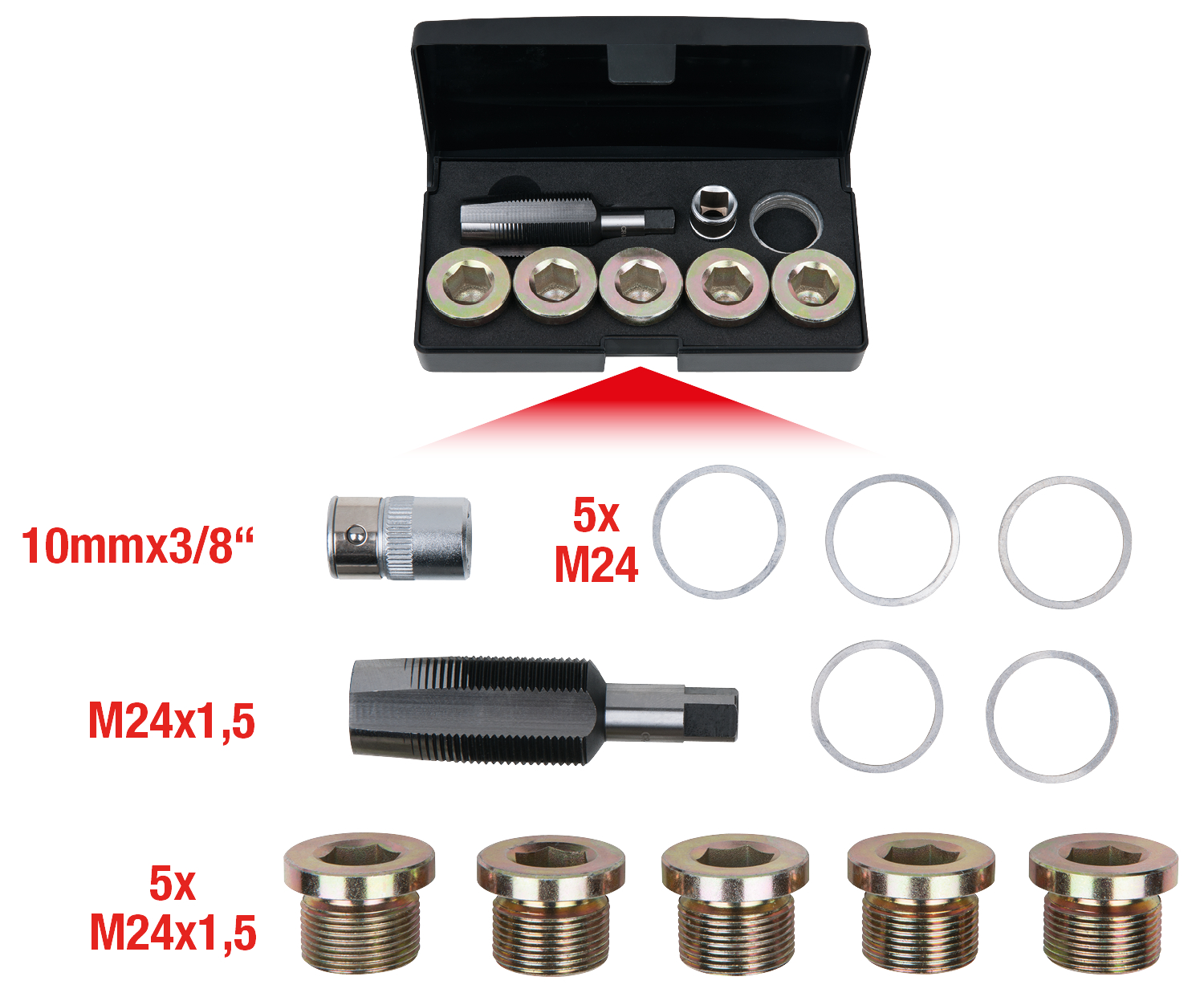KS Tools Ölablassschrauben-Gewindereparatur-Satz, 12-tlg M24 x 1,5