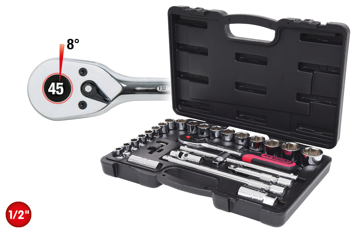 KS Tools 1/2" CHROMEplus Steckschlüssel-Satz, 28-tlg