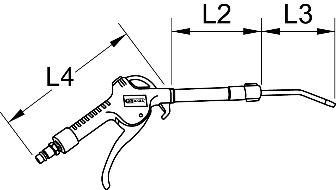 KS Tools Teleskop-Druckluft-Ausblaspistole 90-190mm mit Schutzschild