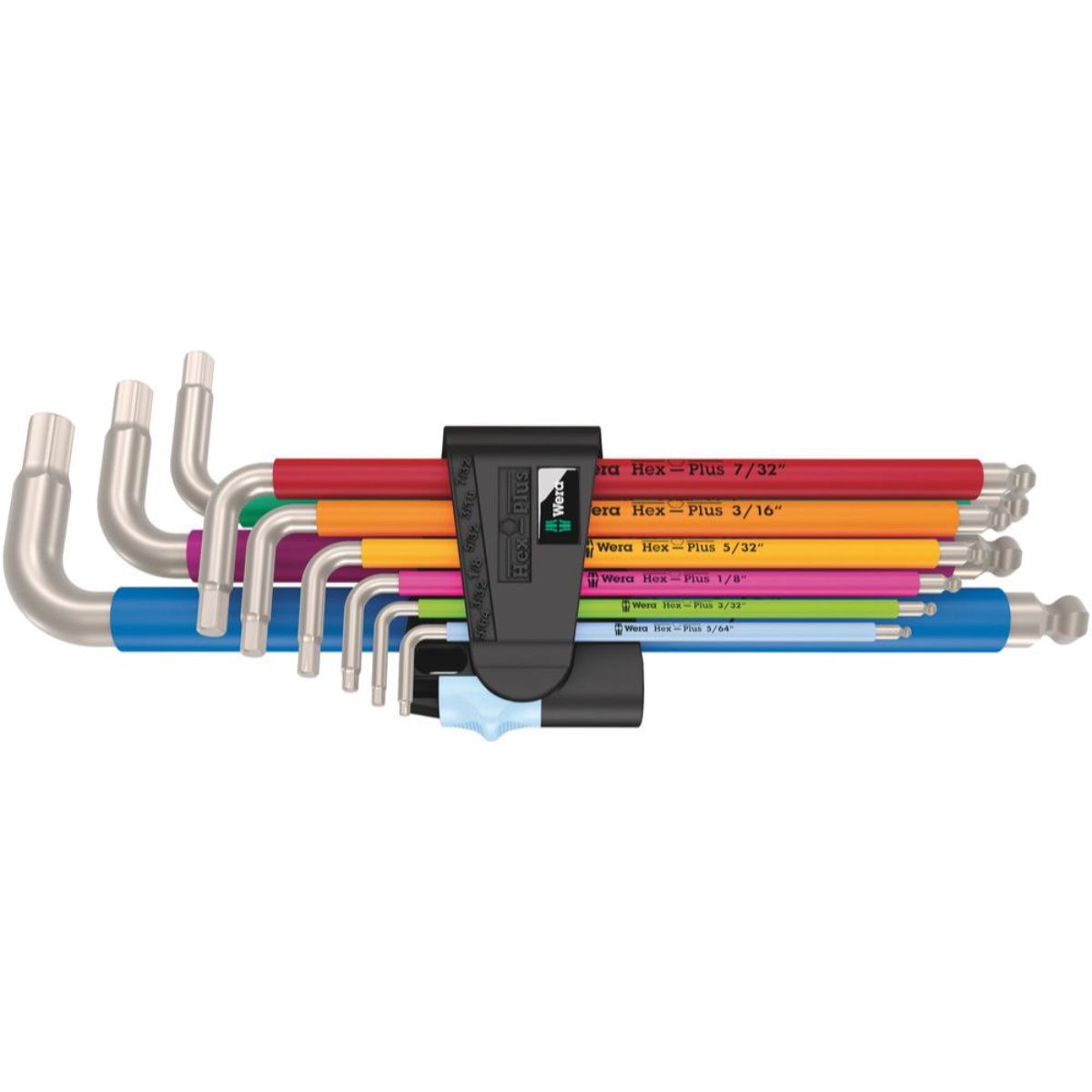 Wera 3950/9 Hex-Plus Multicolour Imperial Stainless 1, Winkelschlüsselsatz, zöllig, Edelstahl, 9-tlg