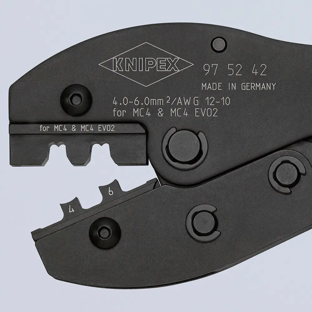 KNIPEX PreciForce Crimpzange für MC4-/MC4 EVO 2-Steckverbinder brüniert 220 mm