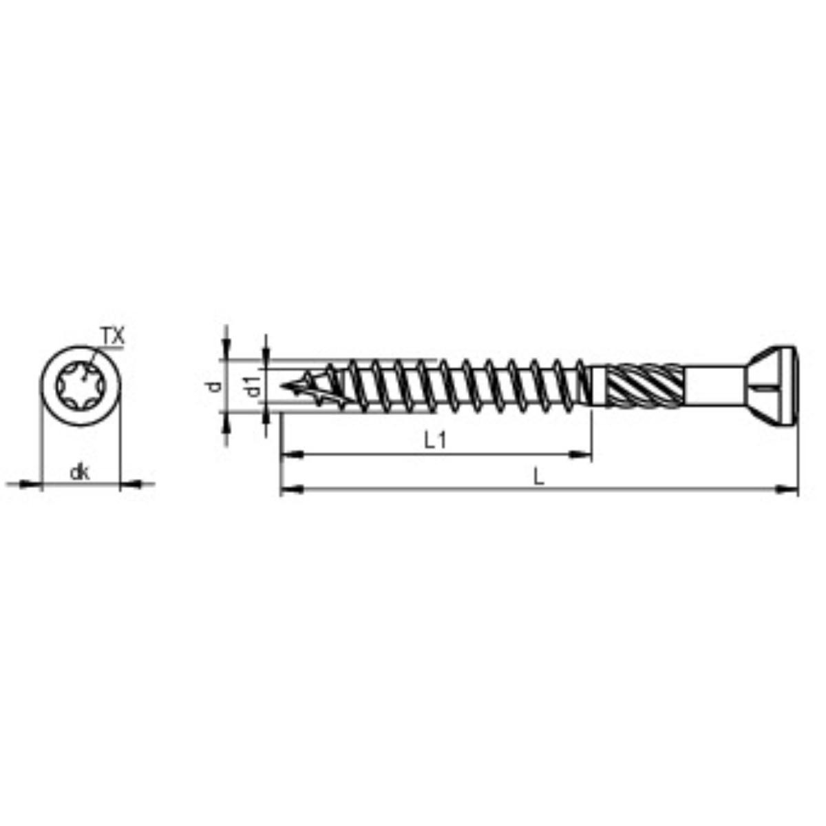 Reisser Terrassenschraube C1, Linsensenkkopf, 5,0, Teilgewinde (L1), TX 25, Martensitischer Edelstah
