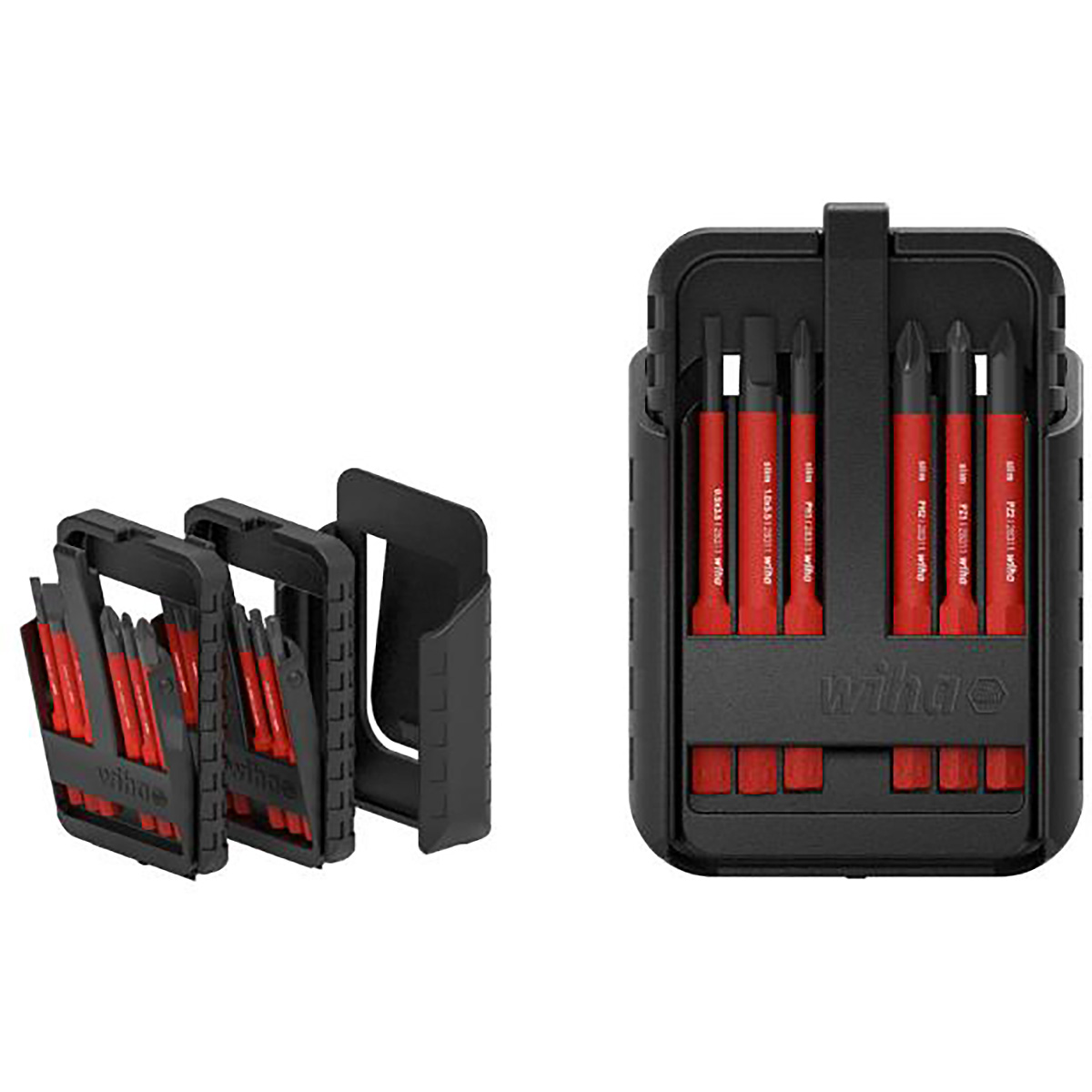 Wiha Bit Set slimBit electric Schlitz, Phillips, Pozidriv, PlusMinus/Pozidriv, TORX 12-teilges Set mit Gürtelhalter