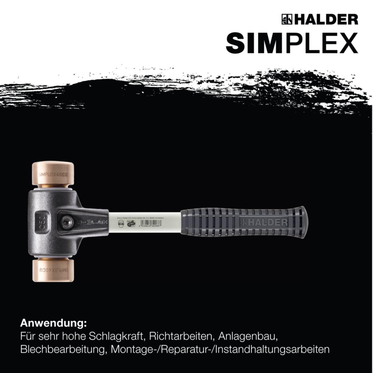 HALDER SIMPLEX - Schonhammer mit verstärktem TE-Gehäuse und Fiberglasstiel, Kupfer