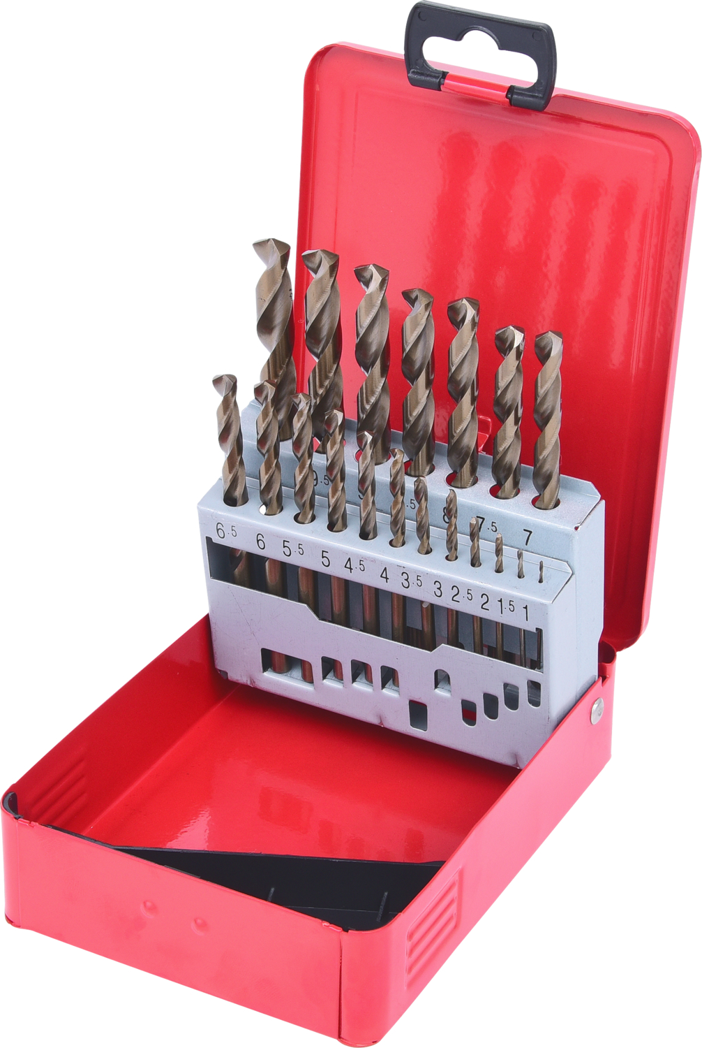 KS Tools HSS-G Co 5 Spiralbohrer-Satz, Stahlblechkassette 19-tlg 1-10mm