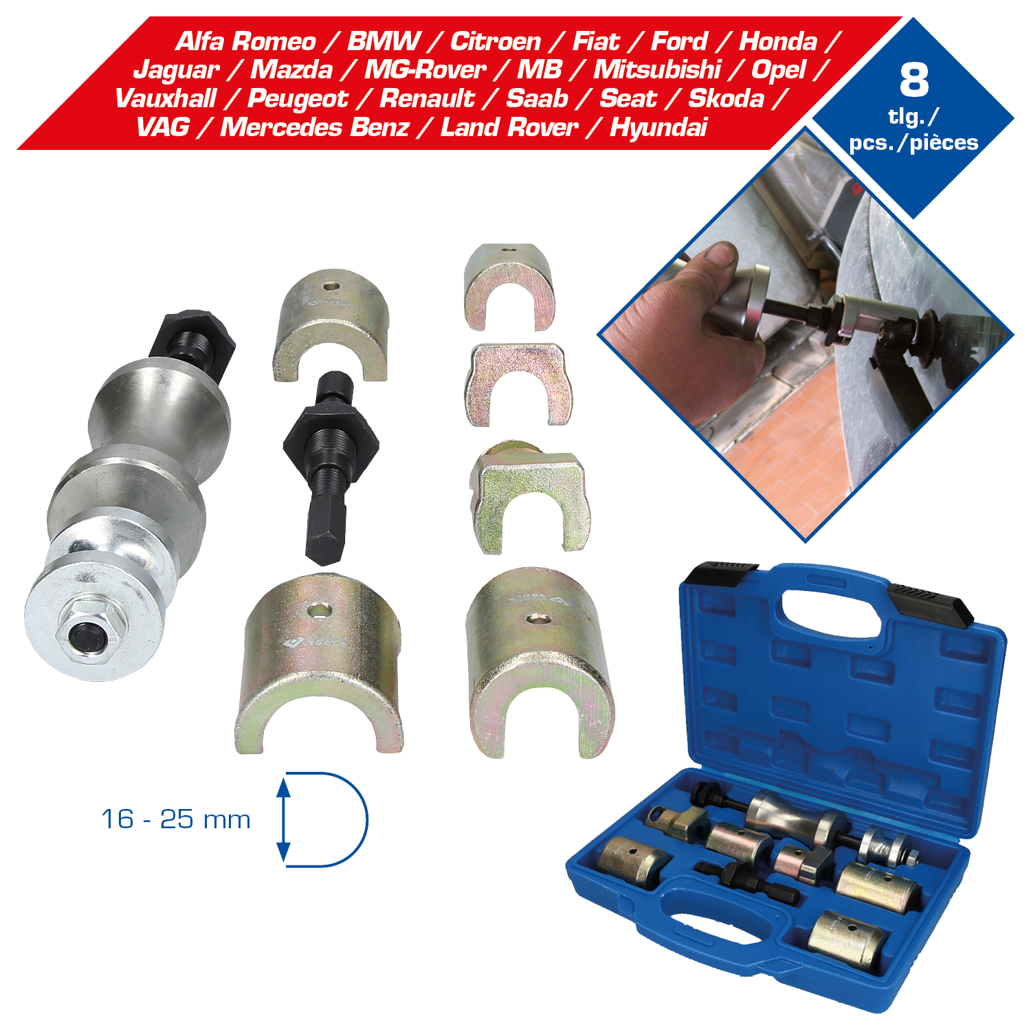 Brilliant Tools Scheibenwischerarm-Abzieher-Satz, 8-tlg - BT681000