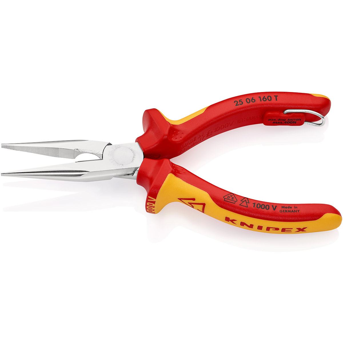 KNIPEX Flachrundzange mit Schneide/Befestigungsöse verchromt