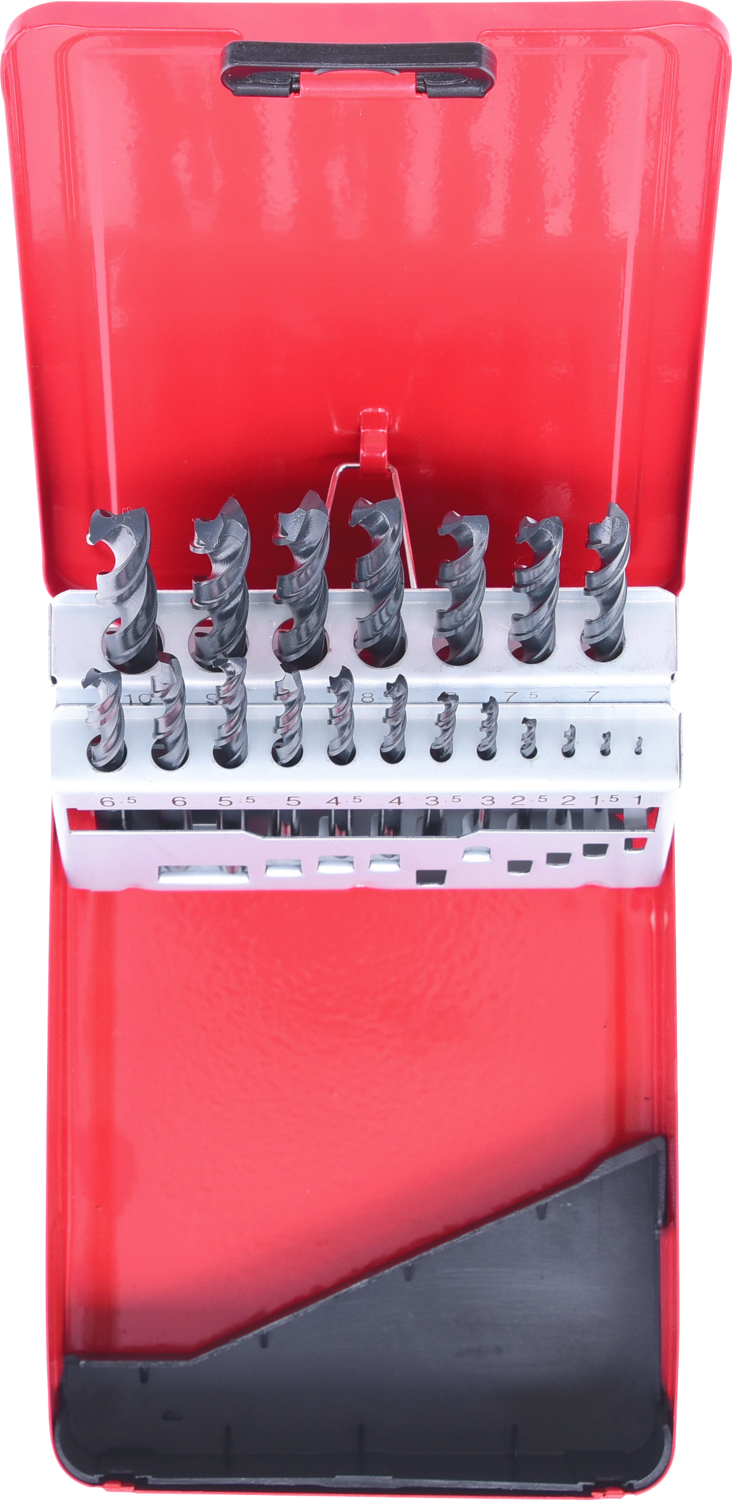 KS Tools HSS-R Spiralbohrer-Satz, Stahlblechkassette, 19-tlg, 1-10mm