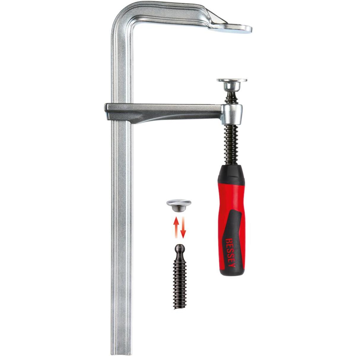 Bessey Original Ganzstahl-Schraubzwinge GZ mit 2-Komponenten-Kunststoffgriff