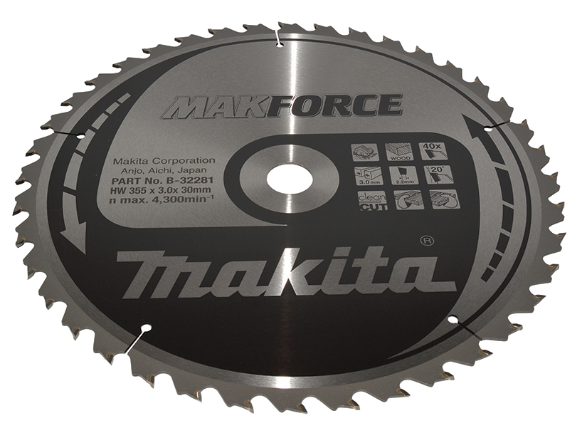 Makita Kreissägeblatt MAKFORCE, 355/30 mm - 40 Zähne - 2,2 mm - CleanCut - Holz - B-32281