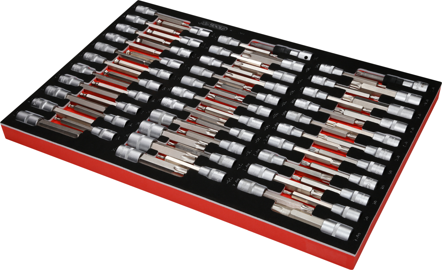 KS Tools 1-2'' Bit-Stecknuss-Satz in Schaumstoffeinlage, 64-tlg
