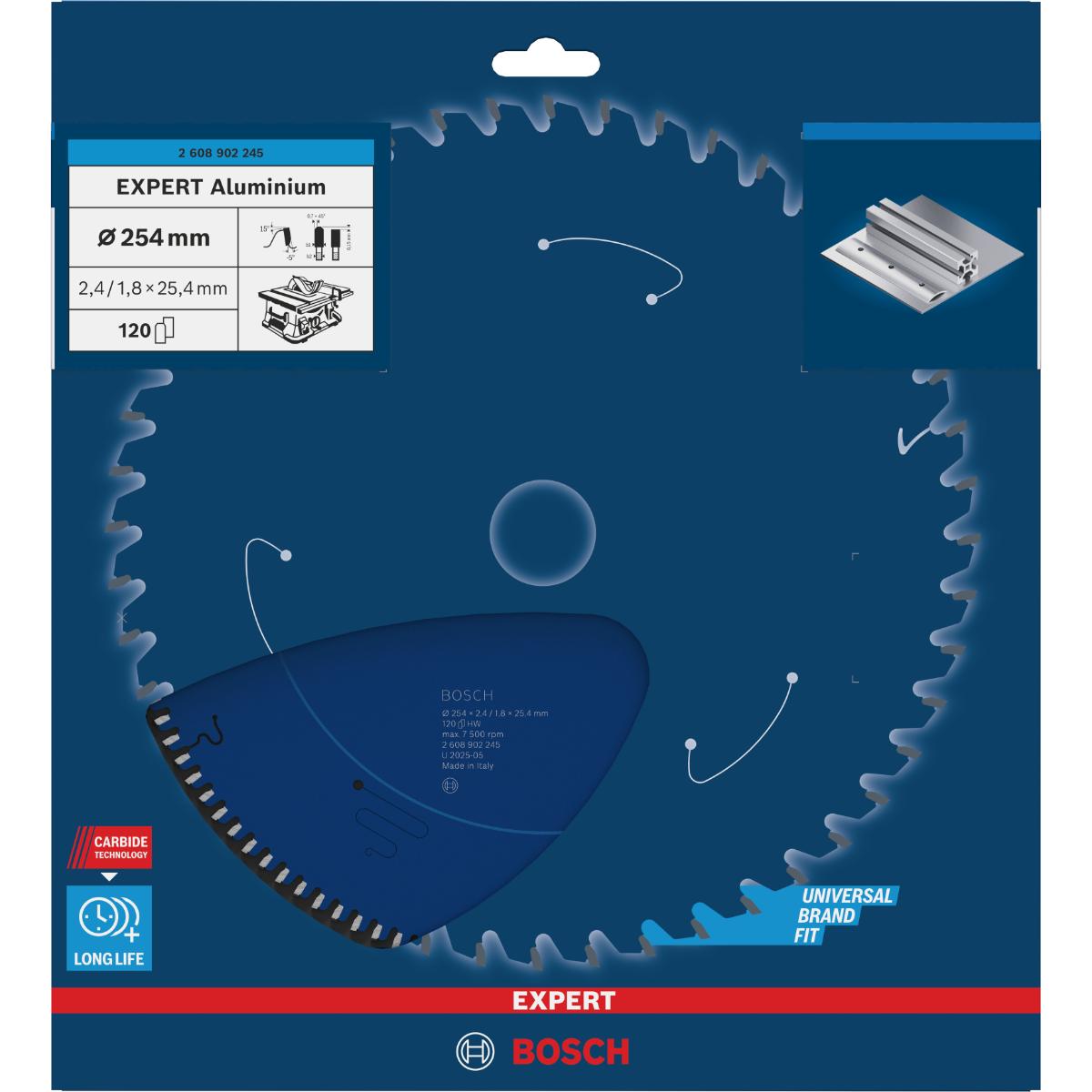 Bosch EXPERT Aluminium Kreissägeblatt, 254x25,4 mm, Z120