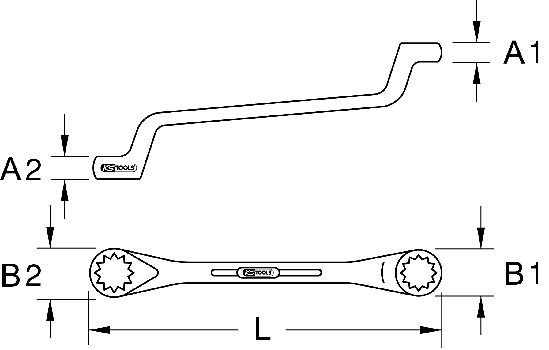 KS Tools Doppel-Ringschlüssel, gekröpft