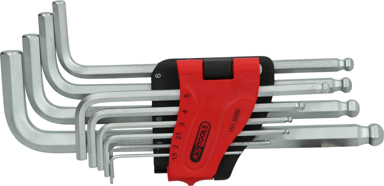 KS Tools Kugelkopf-Innensechskant-Winkelstiftschlüssel-Satz, lang, 10-tlg