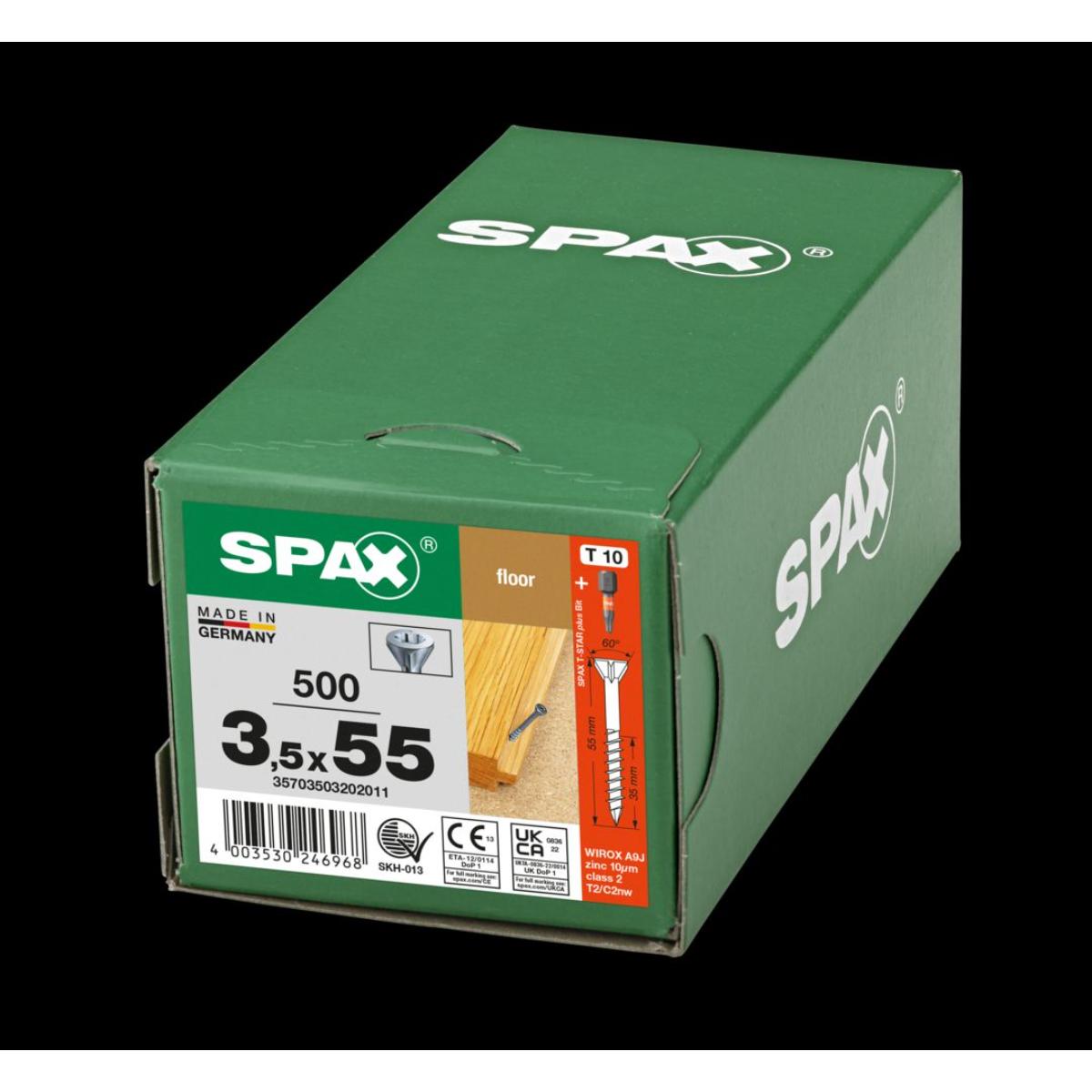 SPAX-S Dielenschraube Senkkopf Fräsrippen T-Star Plus T10 Teilgewinde Cut WIROX, 500 Stück+Bit