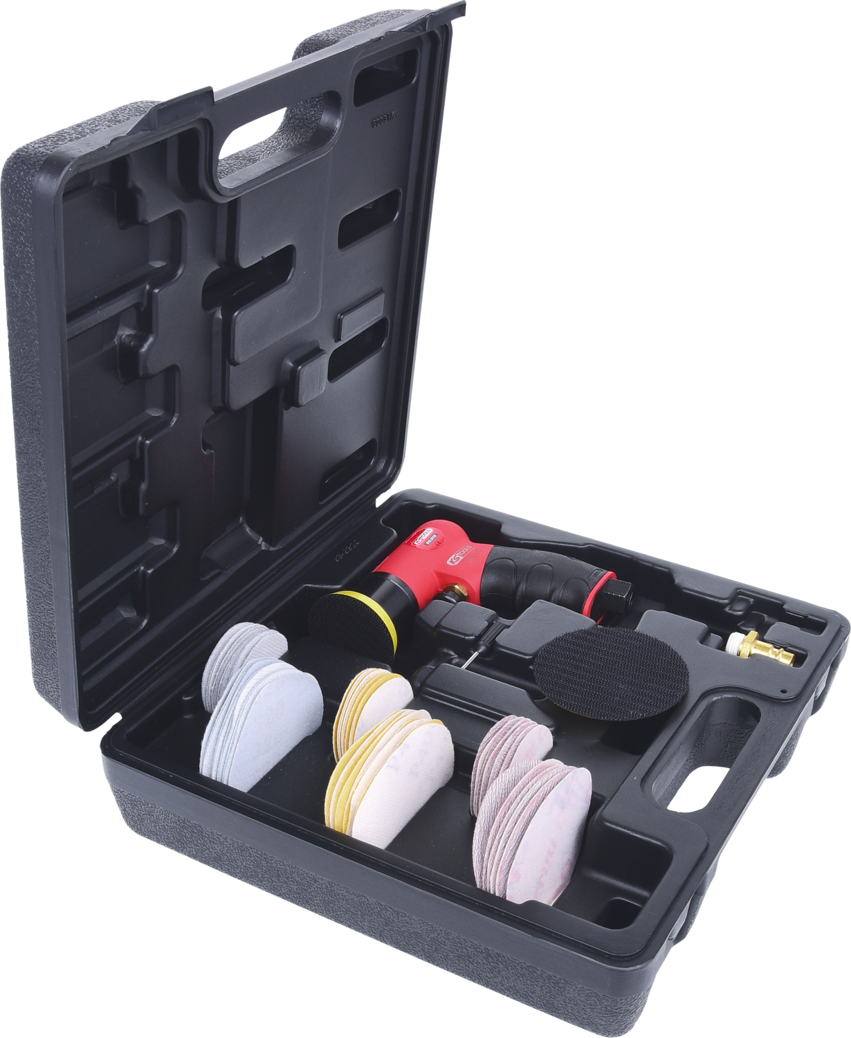 KS Tools Mini-Druckluft-Exzenterschleifer-Satz, 63-tlg