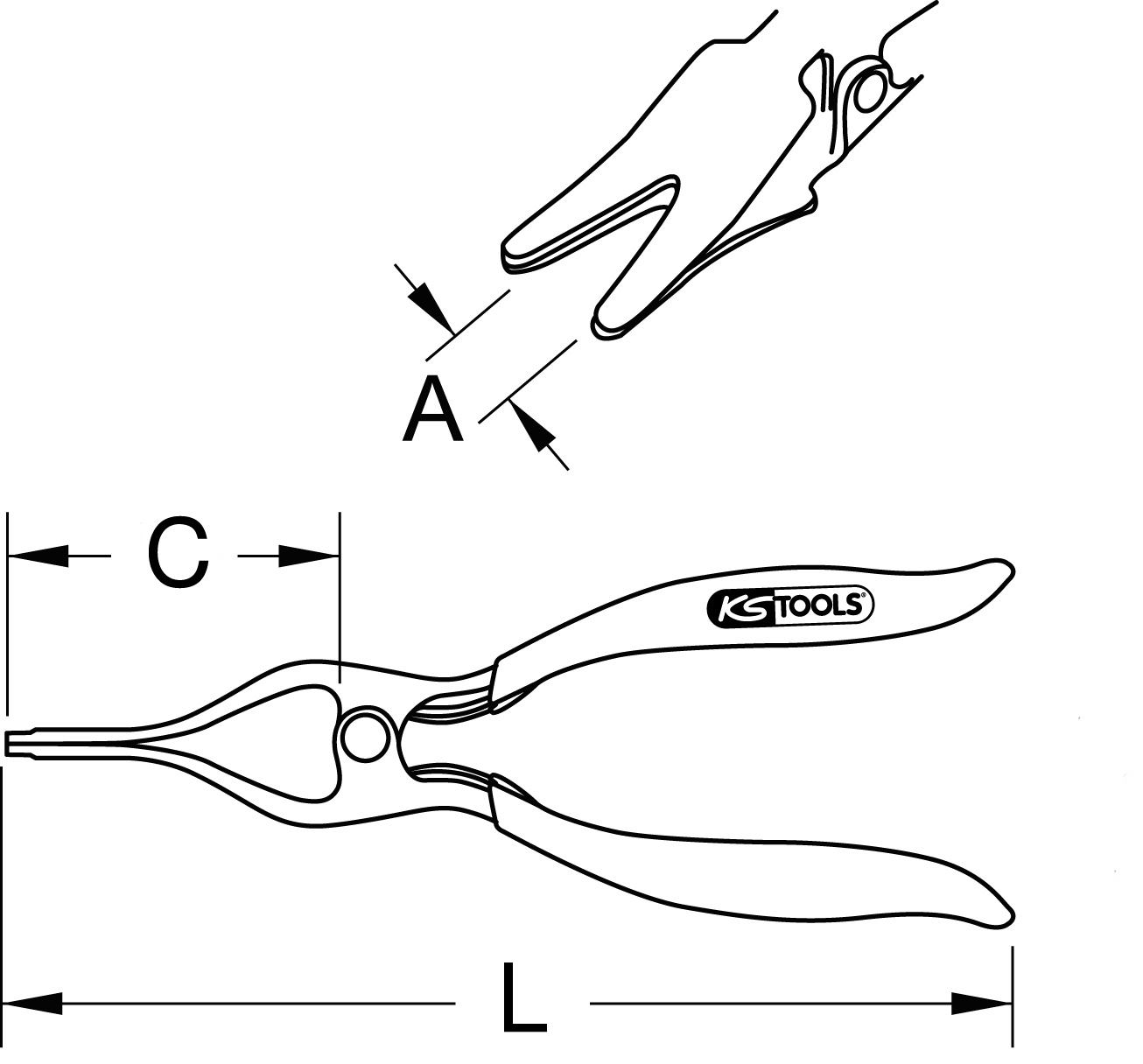 KS Tools Spezial-Tüllenzange, 195mm