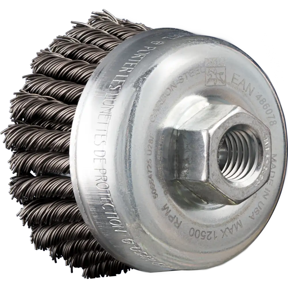 PFERD TOOLS POS Topfbürste 2-reihig gezopft TBG HD 65 mm M14 Stahl-Draht für Winkelschleifer