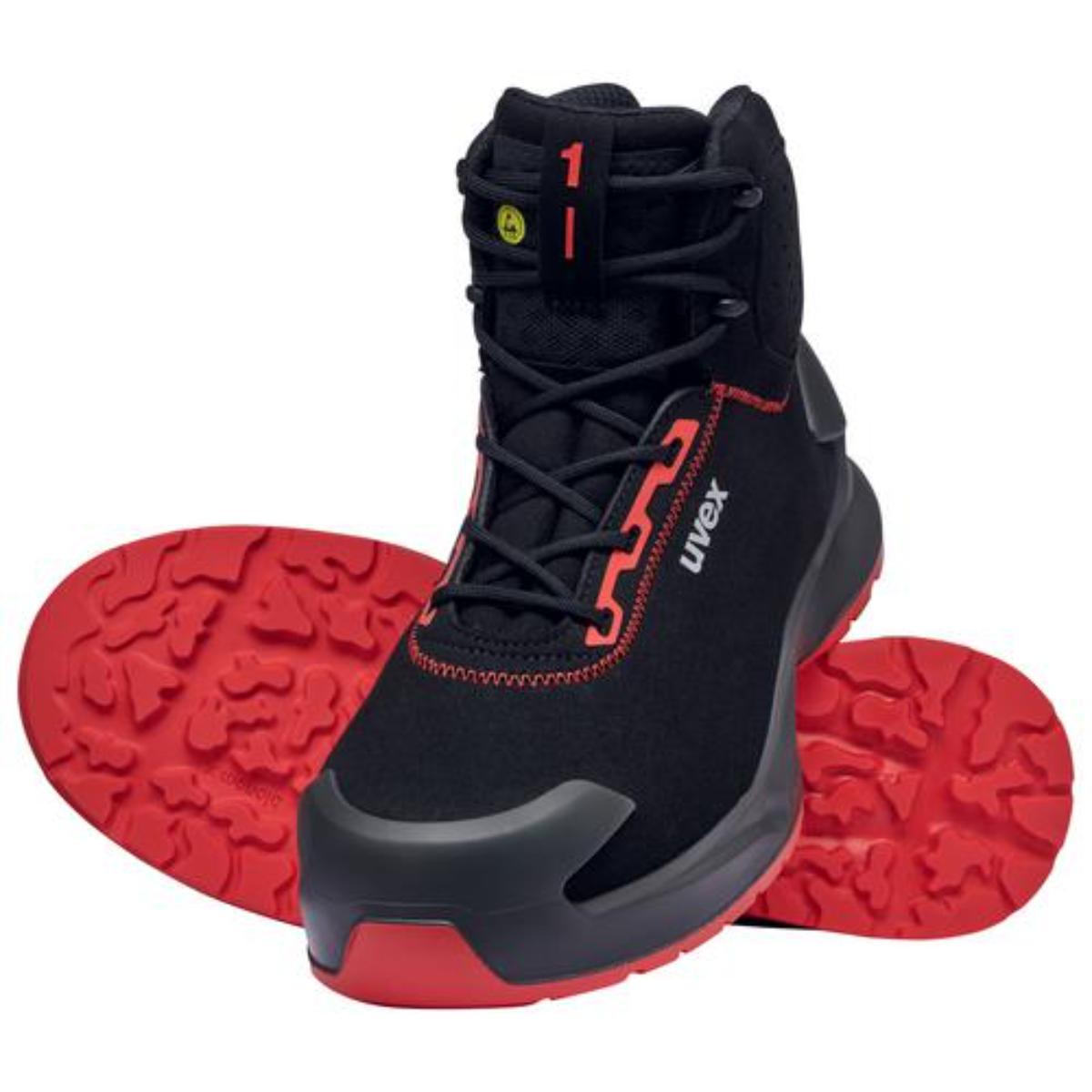 uvex 1 x-craft Sicherheitsschuh Stiefel S3L, schwarz/rot