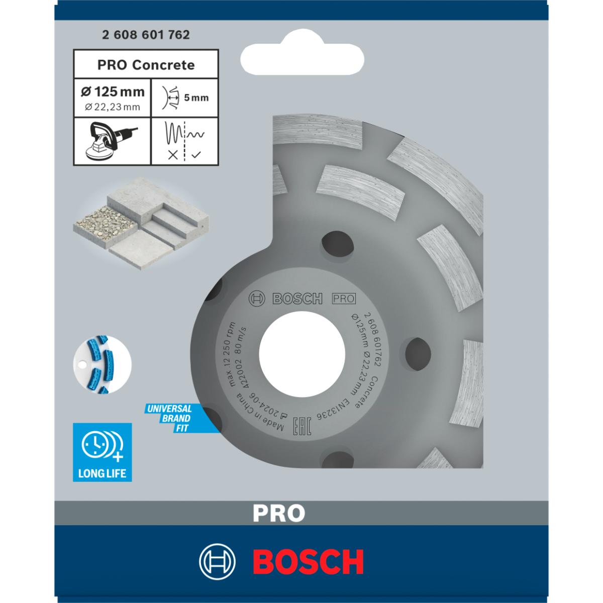 Bosch PRO Diamanttopfscheibe Expert for Concrete Hohe Lebensdauer 125 x 22,23 x 5 mm