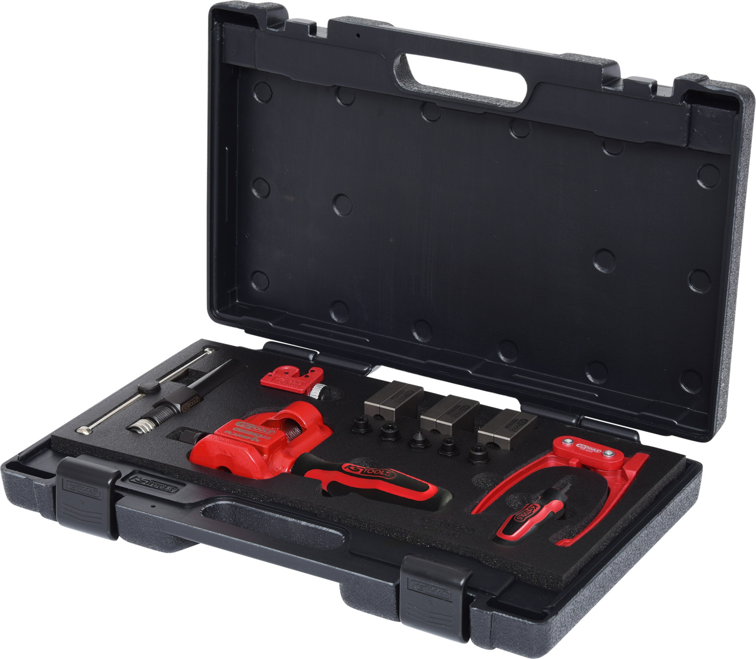 KS Tools FLAREFIX 1 Universal-Bremsleitungs-Bördelgerät-Satz mit Hydraulik-Spindel, 16-tlg