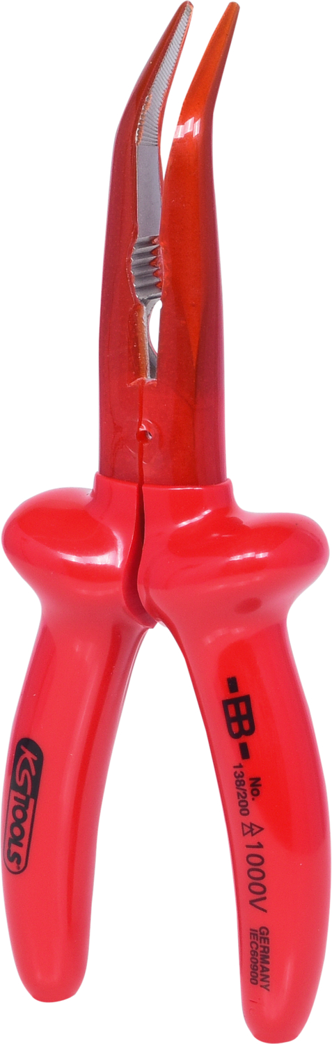 KS Tools 1000V Flachrundzange, beschichteter Arbeitskopf, gebogen, 200mm