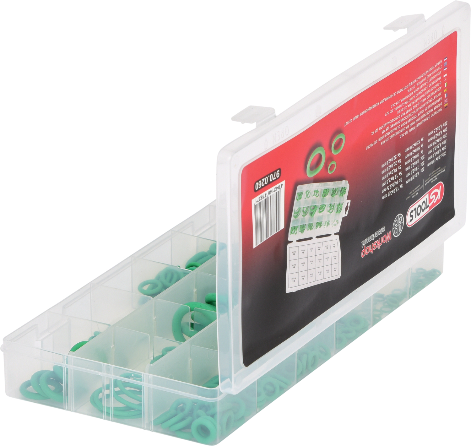 KS Tools Sortiment O-Ringe, HNBR, Innen Ø 3-22mm, 225-tlg