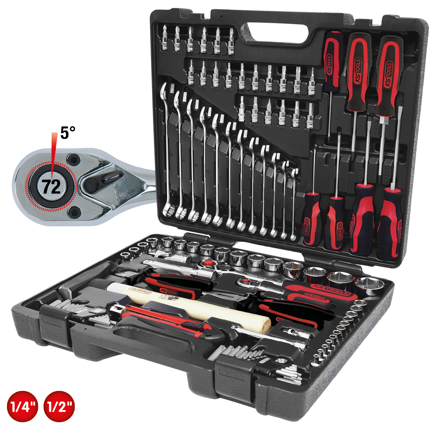 KS Tools 1/4"+1/2" CHROMEplus Universal-Werkzeug-Satz, 97-tlg