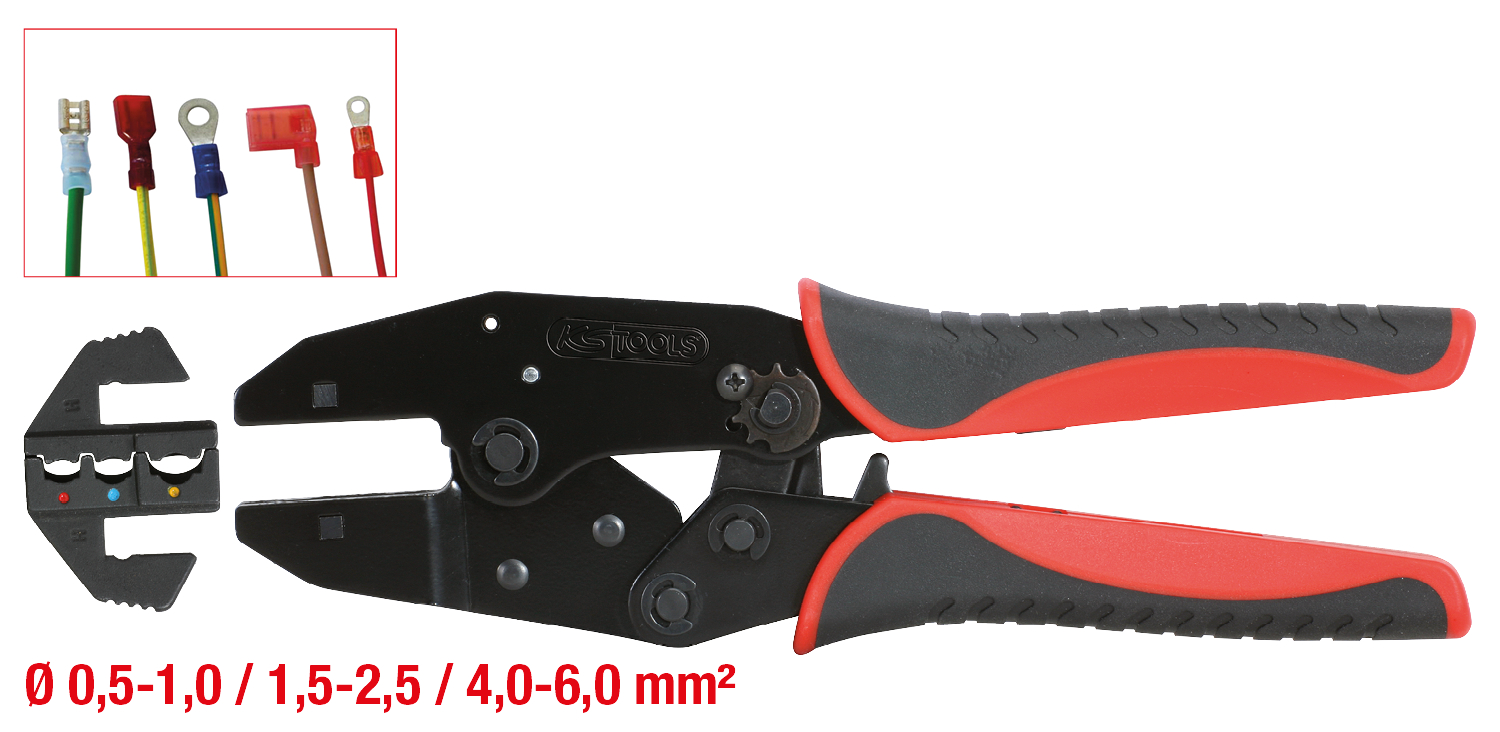 KS Tools Crimpzange für isolierte Kabelschuhe, 220mm