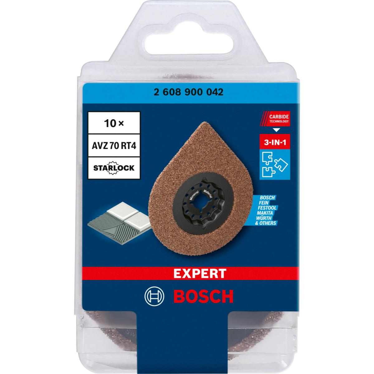 Bosch EXPERT 3 max AVZ 70 RT4 Platte zum Entfernen von Fugen für Multifunktionswerkzeuge, 70 mm, 10 Stück