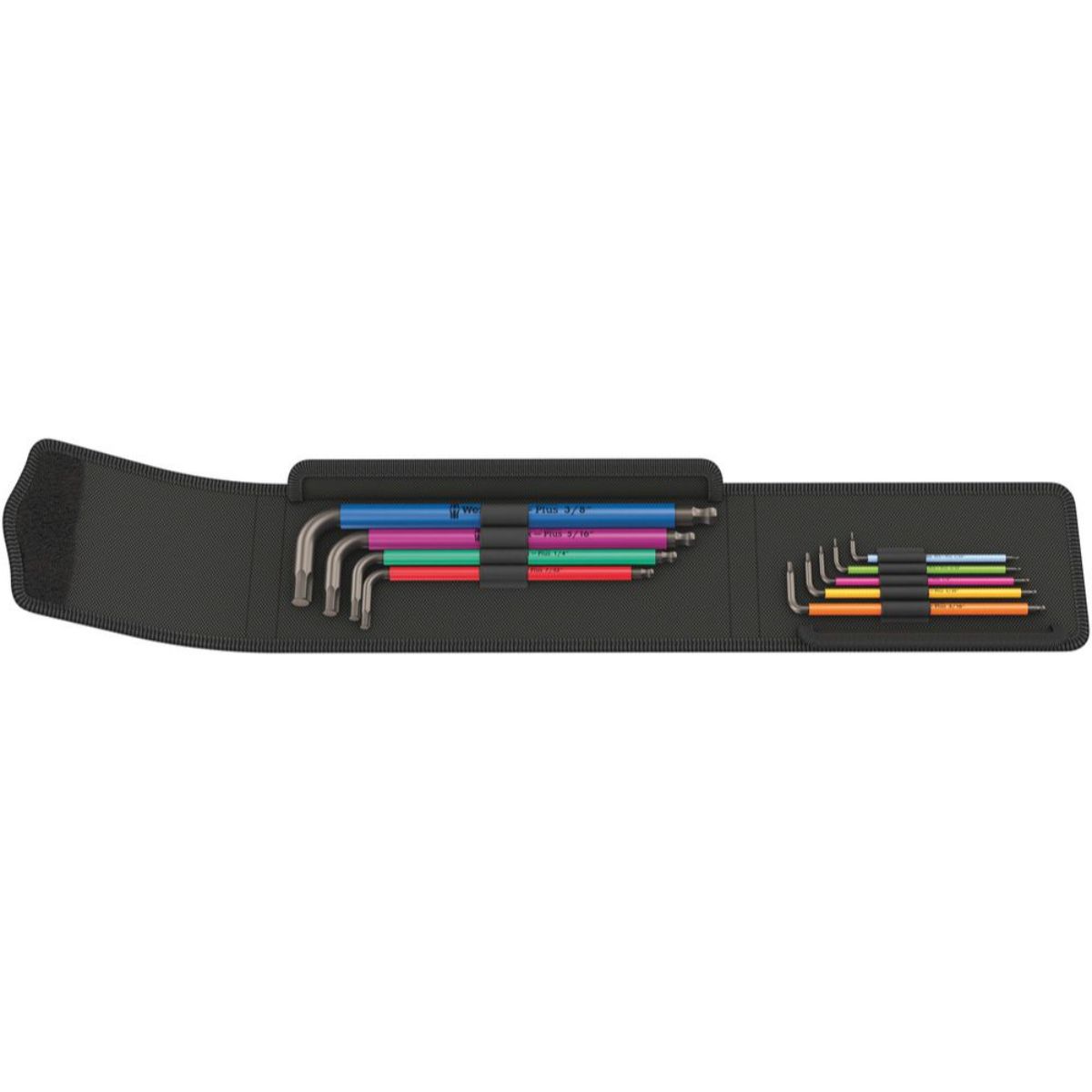 Wera 950/9 Hex-Plus Multicolour Imperial 1 Winkelschlüsselsatz, zöllig, BlackLaser, 9-teilig