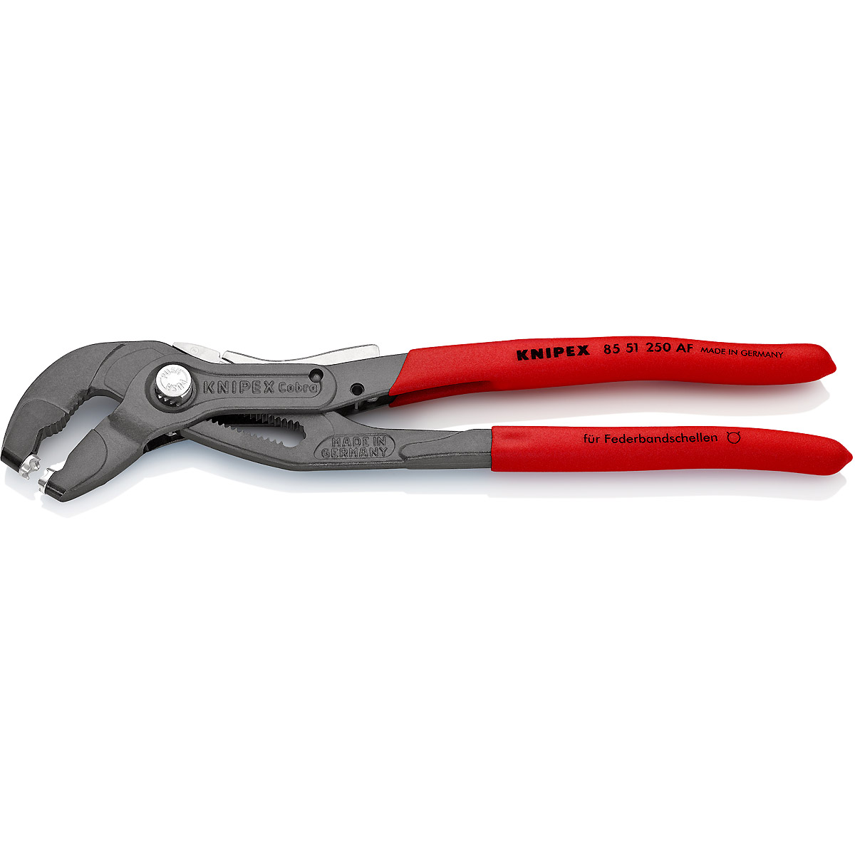 KNIPEX Federbandschellenzange mit Feststeller 250 mm grau atramentiert rutschhemmend