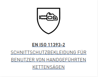 Kettensäge, Schutzhose, Schnittschutzkleidung, Schnittfest, Schild