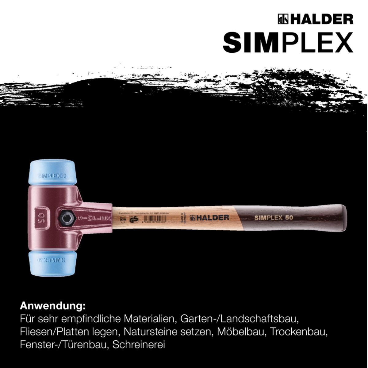HALDER SIMPLEX - Schonhammer mit TE-Gehäuse und Holzstiel, TPE-soft