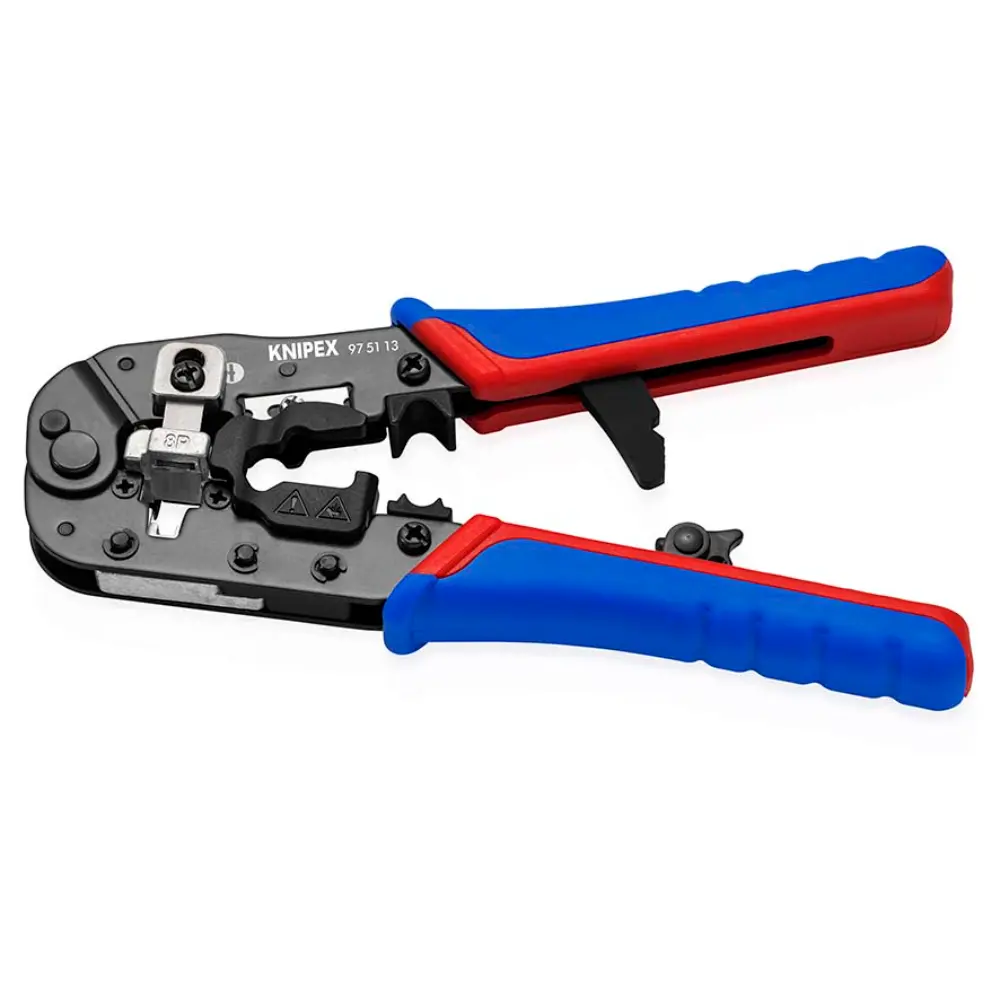 KNIPEX Crimpzange für RJ45-Westernstecker mit Mehrkomponenten-Hüllen brüniert 190 mm
