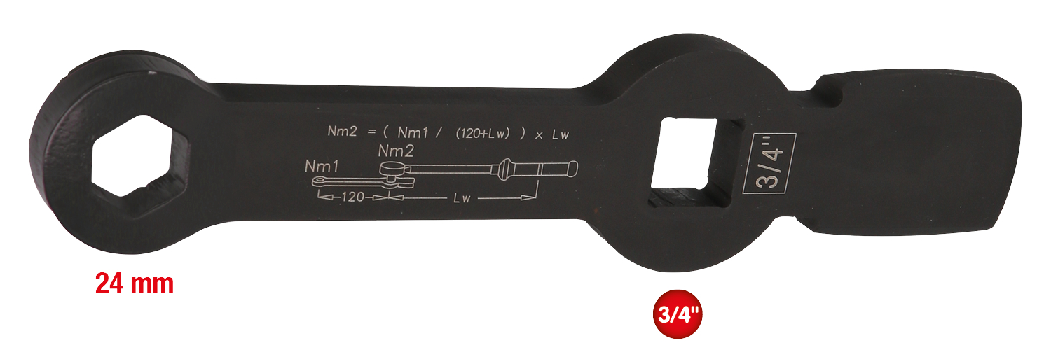KS Tools 3/4" Schlag-Sechskant-Schlüssel mit 2 Schlagflächen, 24 mm