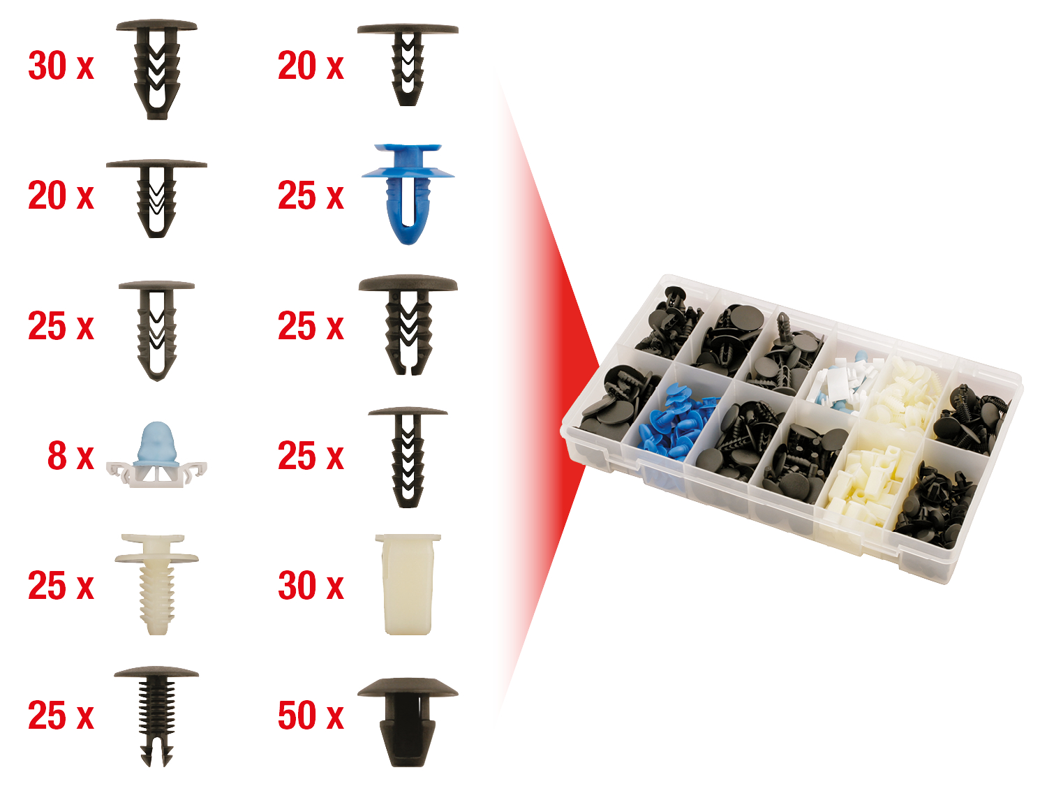 KS Tools Befestigungs-Clip-Satz für Fiat, 308-tlg