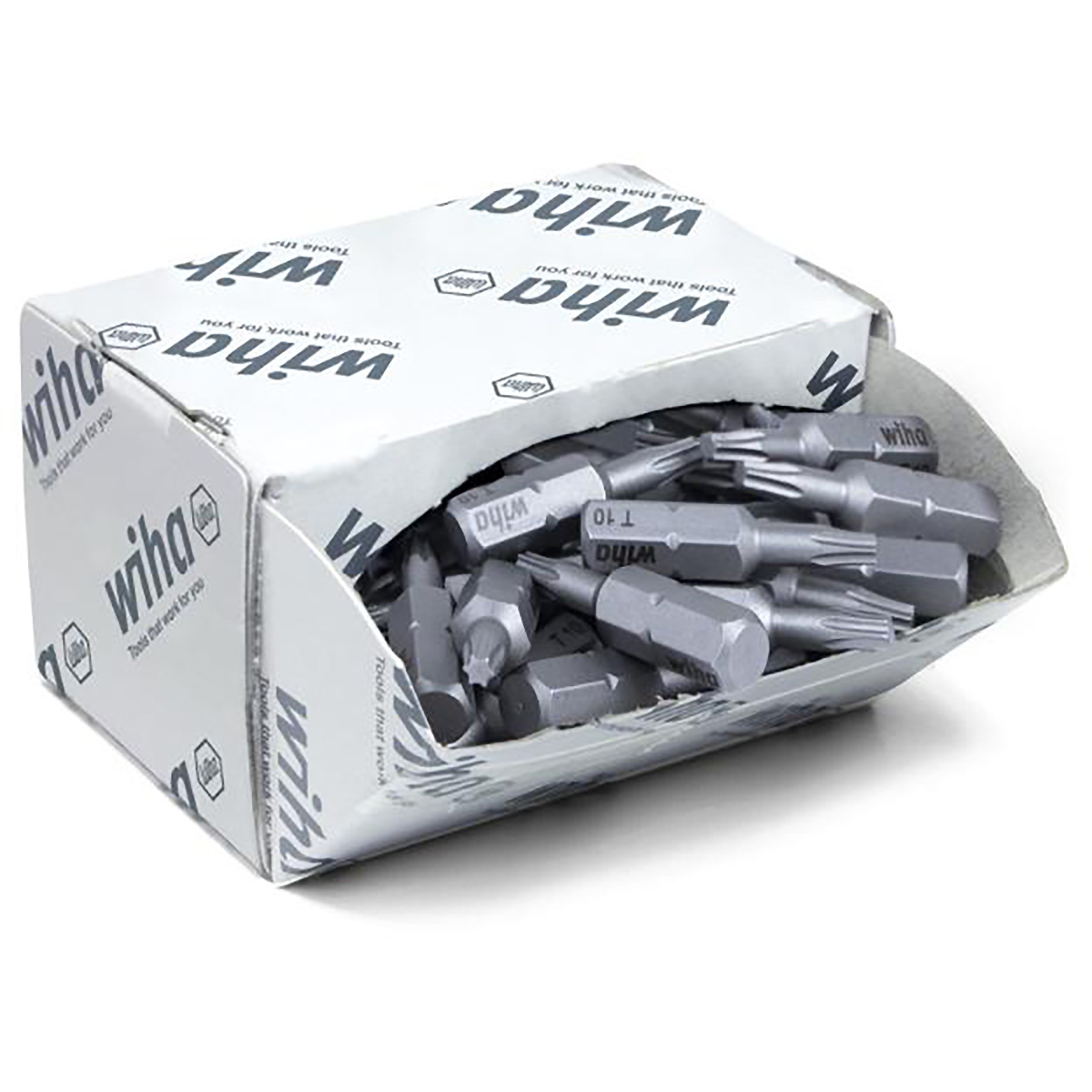 Wiha Bit Set Standard 25 mm TORX (T10) 50-teilges Set 1/4 zoll C6,3 in Großpackung