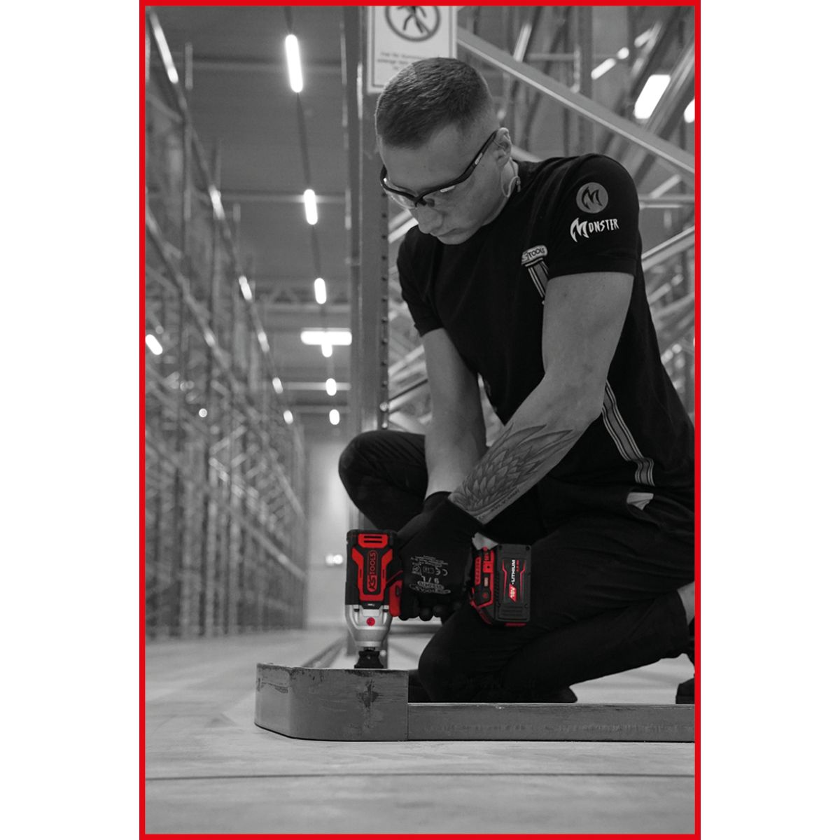 KS Tools eMONSTER 1/2 Zoll Brushless-Akku-Schlag-Schrauber-Satz, 9-tlg