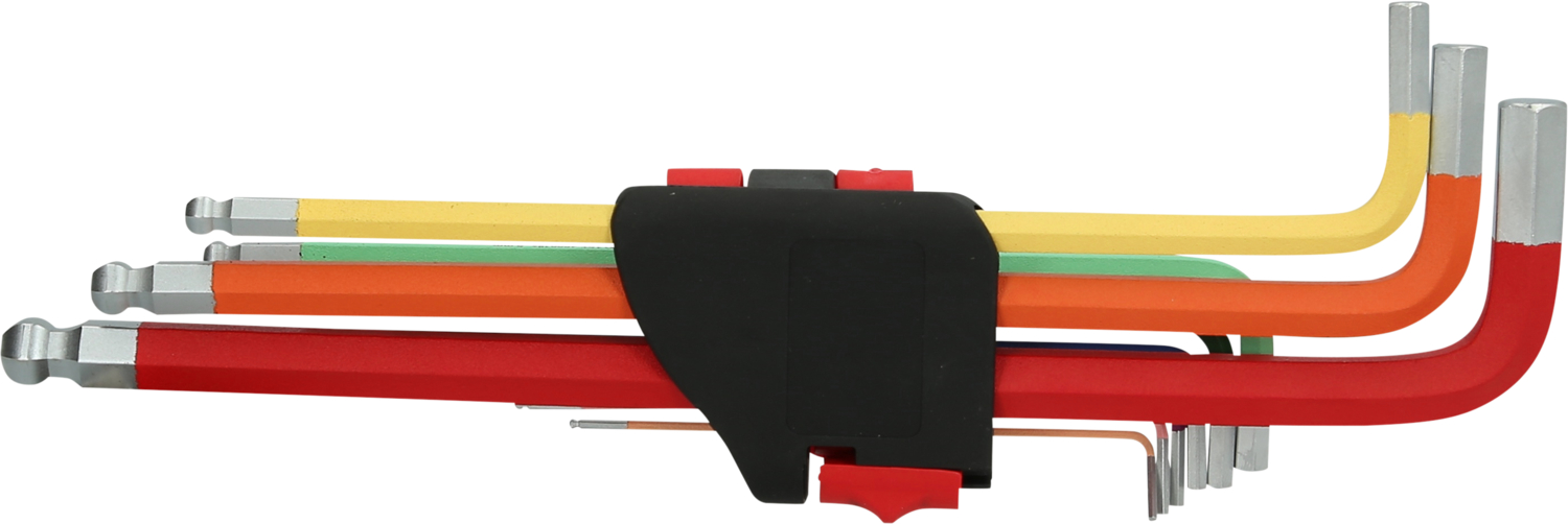 KS Tools Kugelkopf-Innensechskant-Winkelstiftschlüssel-Satz, extra lang, 9-tlg