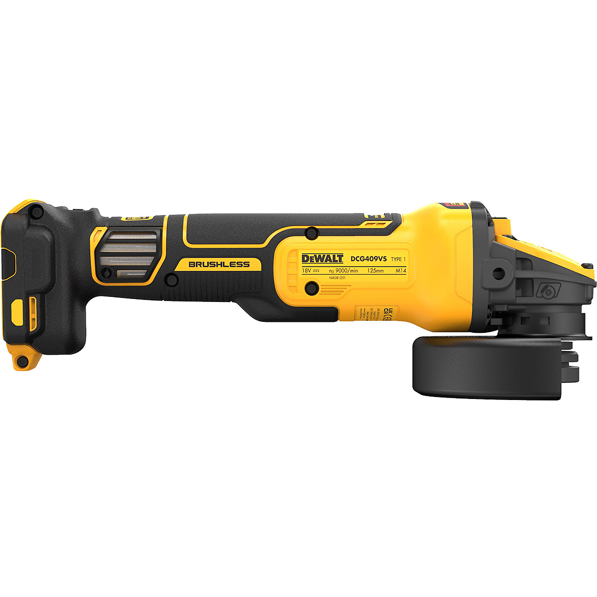 DEWALT Akku-Winkelschleifer 18V 125mm regulierbar Basisversion inkl. Koffer